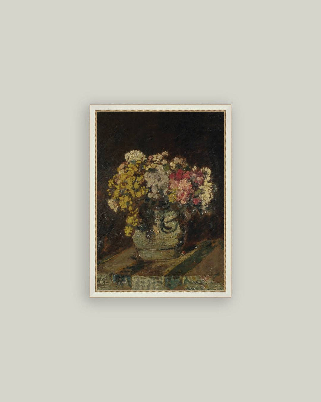 Vase of Pink & Yellow Flowers Framed