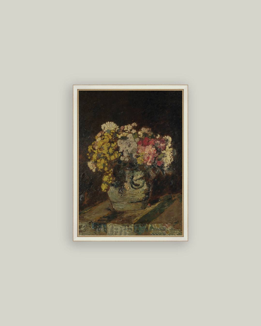 Vase of Pink & Yellow Flowers Framed