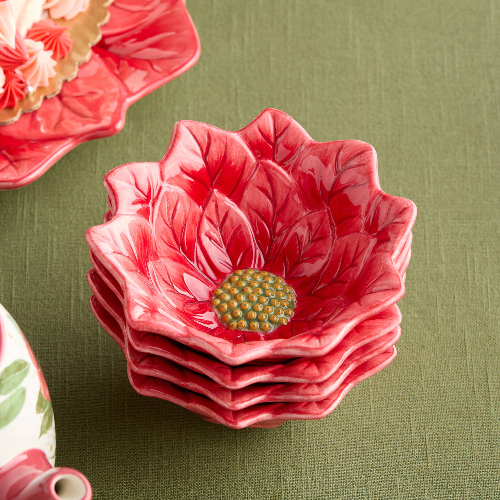 Winter Blooms Poinsettia Ice Cream Bowl