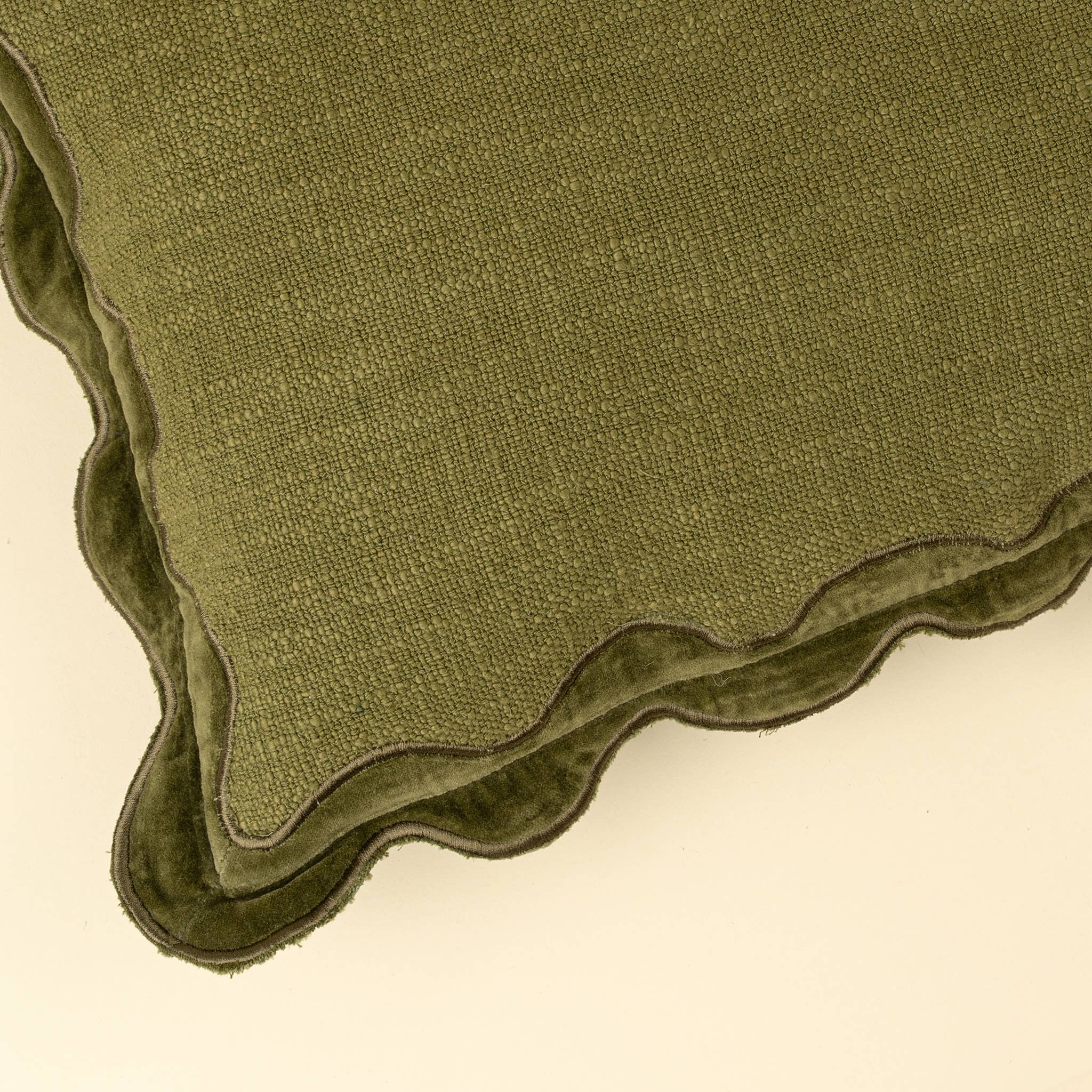 21x12 Velvet Scallop Pillow -Moss