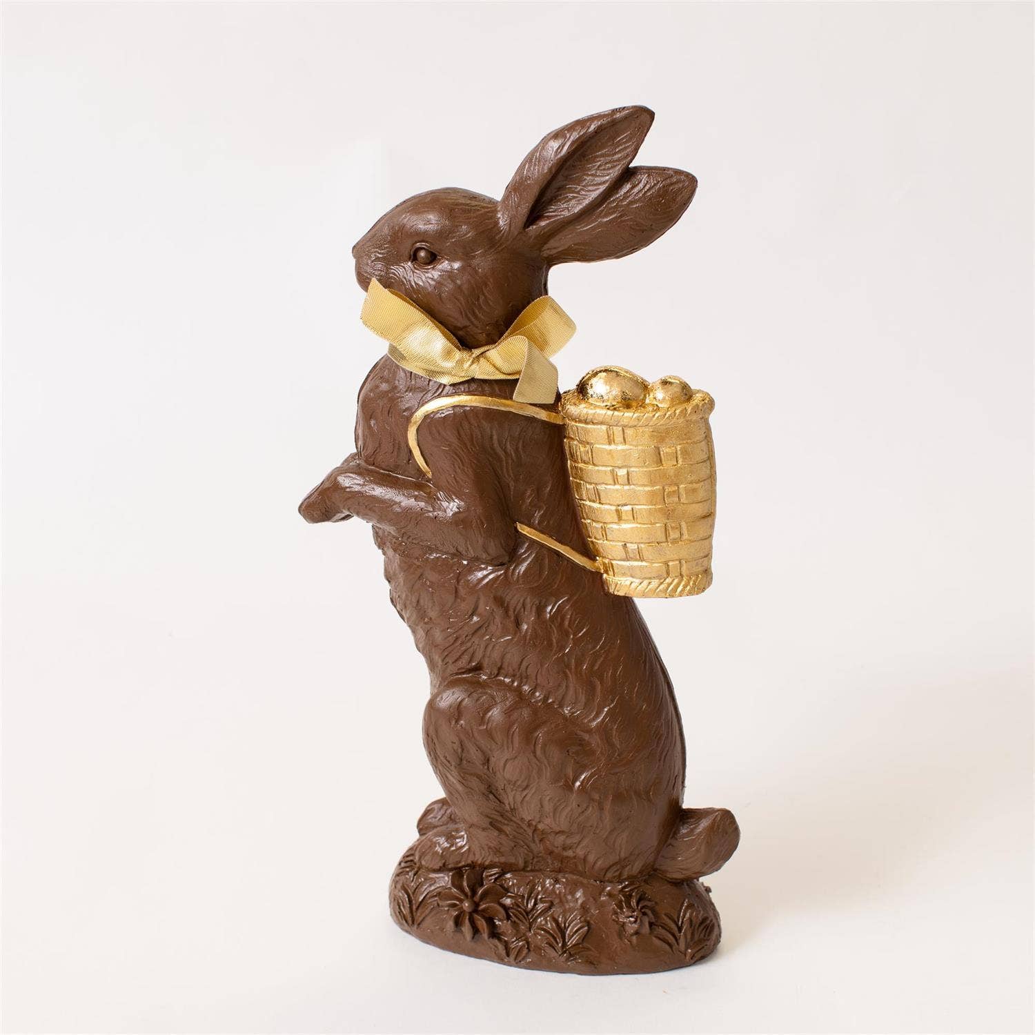Vintage Chocolate Bunny w/ Gold Basket