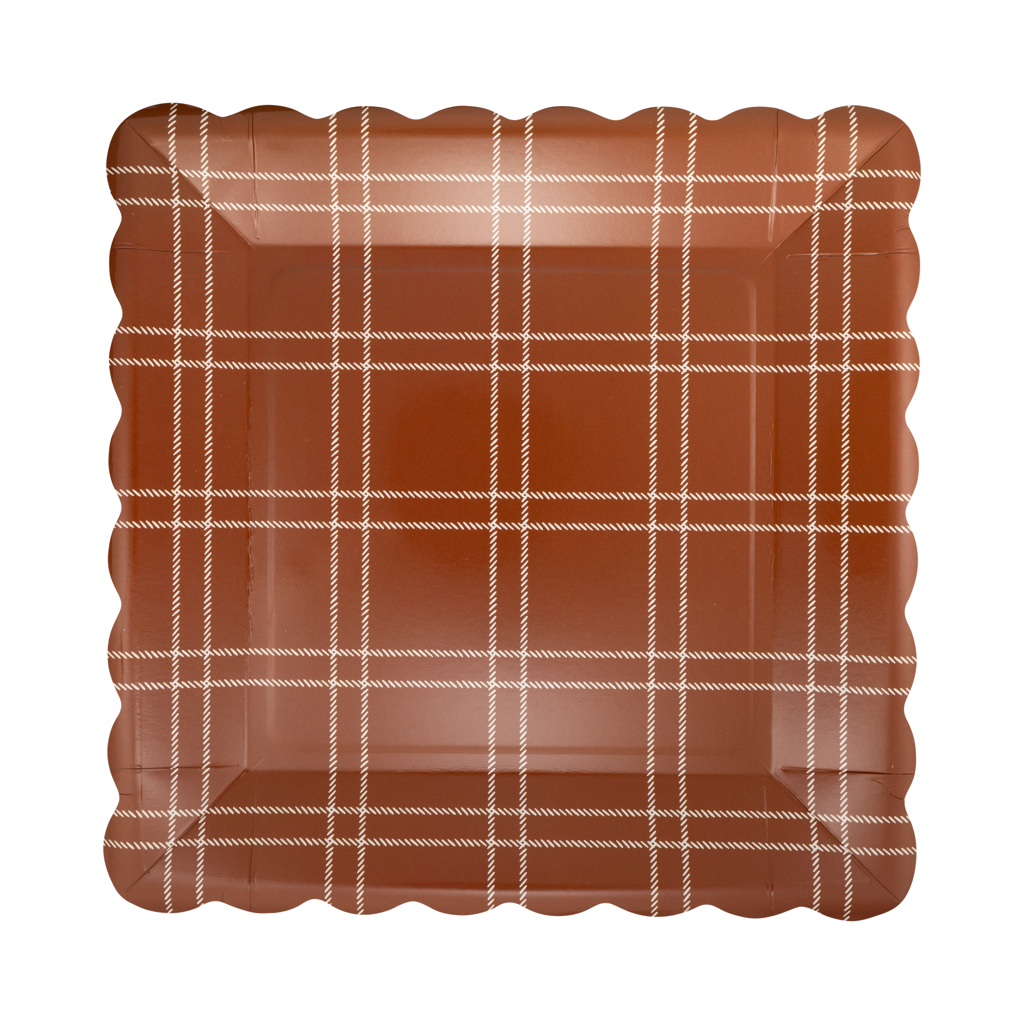 Deep Brown Windowpane Paper Plates