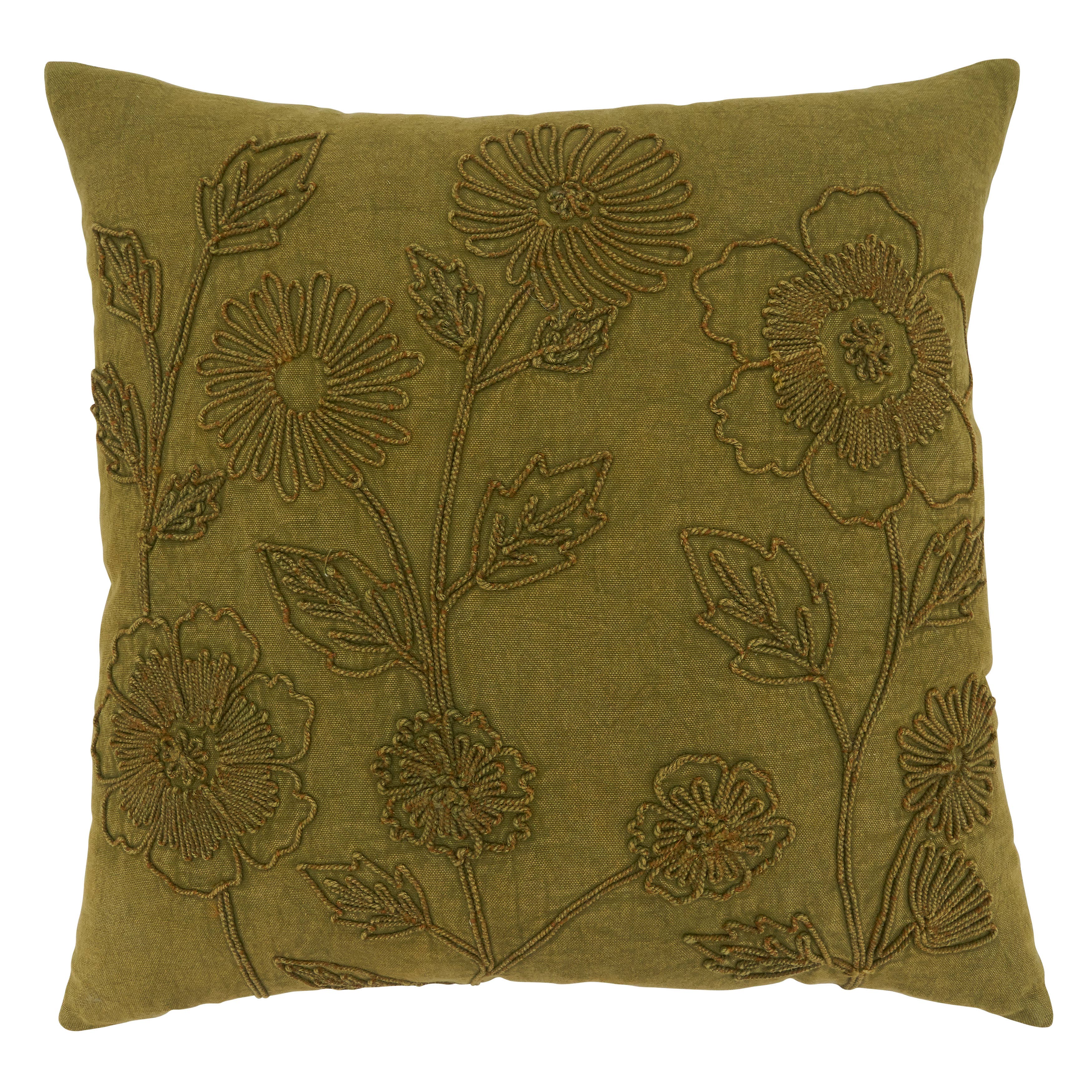 Pillow With Stone Washed Floral Design