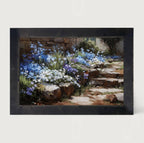 Blue Flowers along Pathway - Horizontal Frame