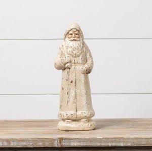 Antique White Glitter Santa