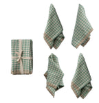 Aqua Gingham Linen Napkins Set of 4