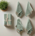 Aqua Gingham Linen Napkins |Set of 4