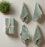 Aqua Gingham Linen Napkins |Set of 4