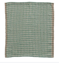 Aqua Gingham Linen Napkins |Set of 4