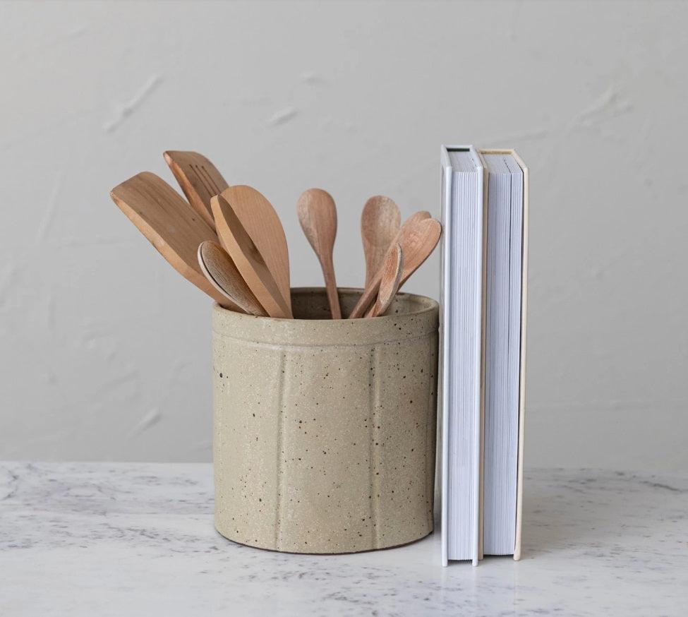 Beige Stoneware Crock