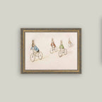 Biking Bunnies Framed Antique Art - 16" x 12" pic 2