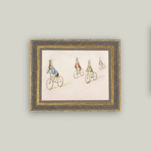 Biking Bunnies Framed Antique Art - 16" x 12" pic 4