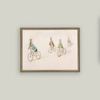 Biking Bunnies Framed Antique Art - 16" x 12" pic 5