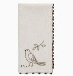 Bird Embroidered Dinner Napkin