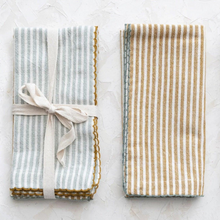 Blue & Mustard Stripe Napkins