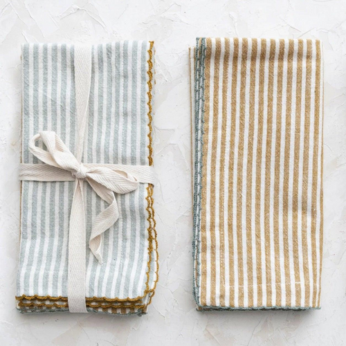 Blue & Mustard Stripe Napkins