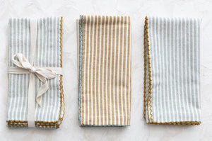 Blue & Mustard Stripe Napkins