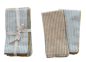 Blue & Mustard Stripe Napkins