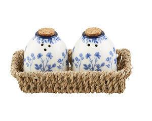 Blue and White Floral Salt and Pepper Shakers at Cozy Cottage in Fort Collins CO