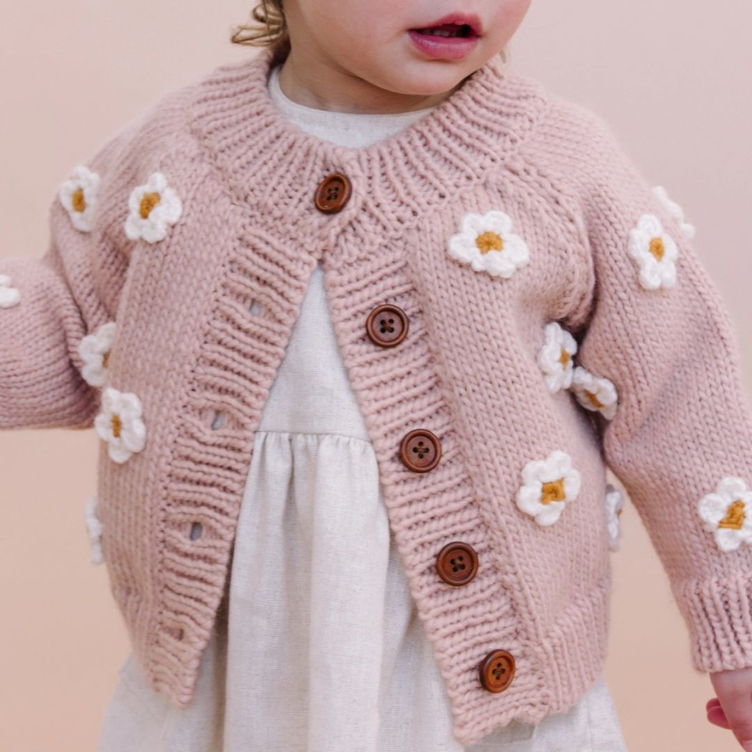 Blush Flower Baby Cardigan - 6 to 12M