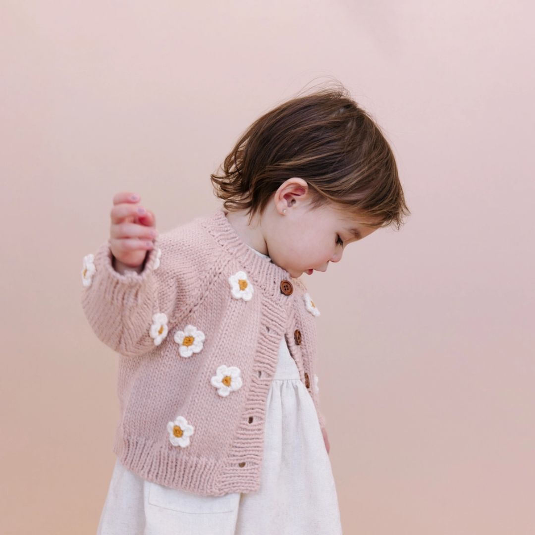 Blush Flower Baby Cardigan - 6 to 12M