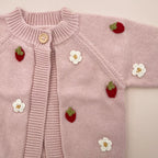 Blush Strawberry & Flower Baby Cardigan - 12 to 24M