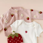 Blush Strawberry & Flower Baby Cardigan - 12 to 24M