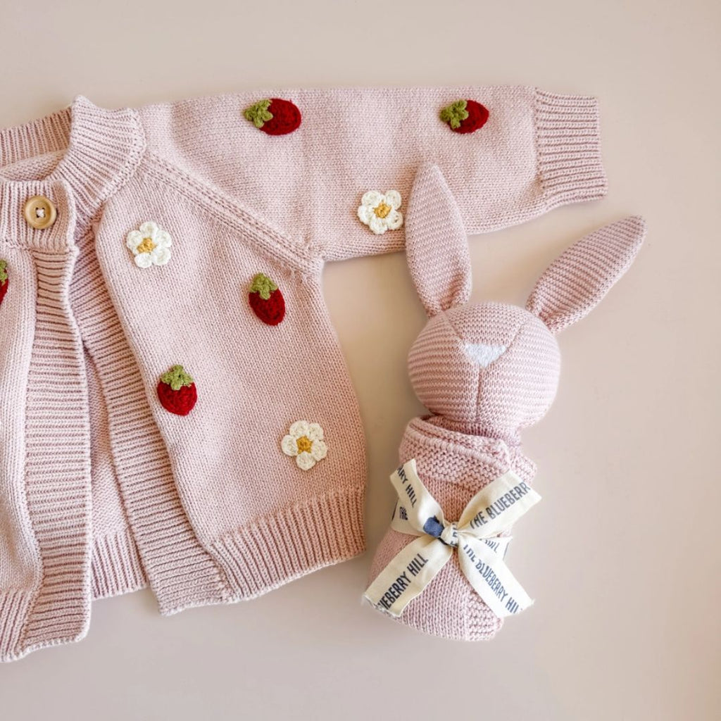Blush Strawberry & Flower Baby Cardigan - 12 to 24M