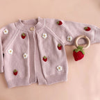 Blush Strawberry & Flower Baby Cardigan - 12 to 24M