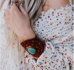 Aegan Boho Leather Cuff Brown