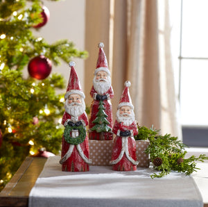 Glitter Santa's with Tree, Wreath & Cardinal