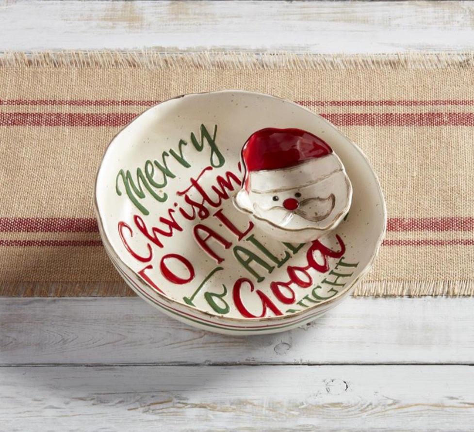 Rustic Farm Santa Christmas Chip & Dip Set