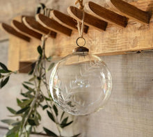Clear Laurel Design Glass Ornament