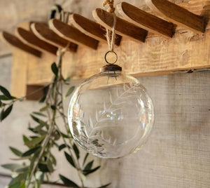 Clear Laurel Design Glass Ornament