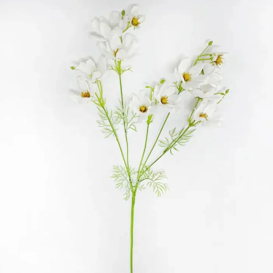 Cosmos White Faux Flower Stem Decor
