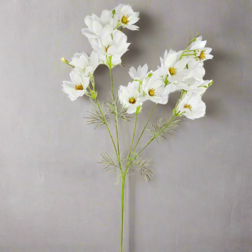 Cosmos White Faux Flower Stem Decor