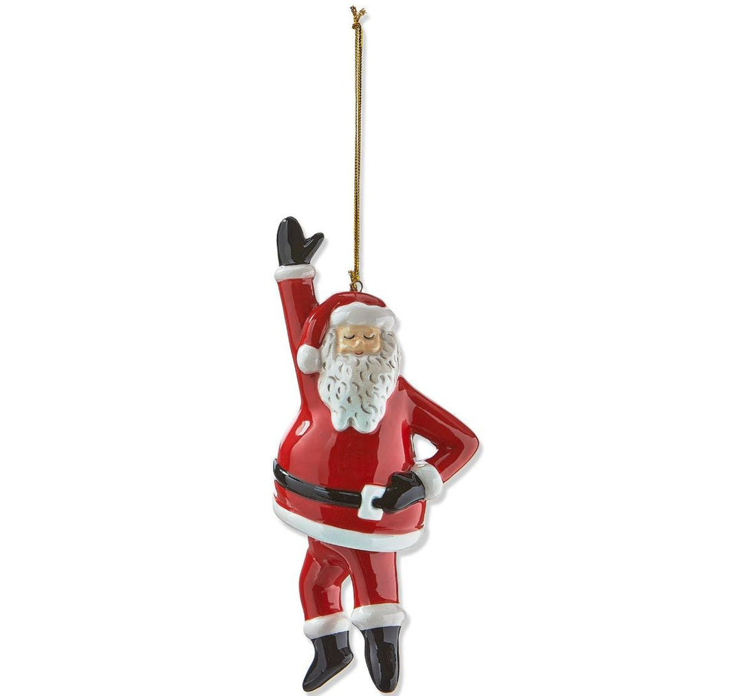 Hand Up Dancing Santa Orn