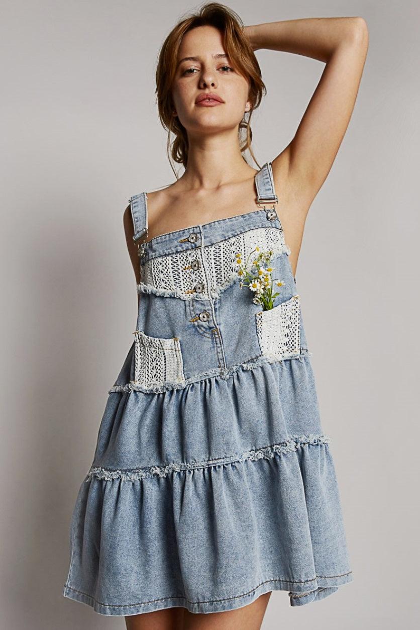 Frayed Edge Denim Dress Cozy Cottage