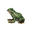 Enameled Metal Frog Shaped Trinket Box with Jewels - Gold & Green Finish