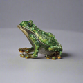 Enameled Metal Frog Shaped Trinket Box with Jewels - Gold & Green Finish