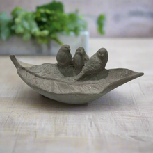 English Garden Cement Birds On Leaf