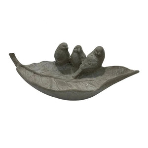 English Garden Cement Birds On Leaf
