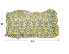 Floral Lumbar Pillow with Ruffle