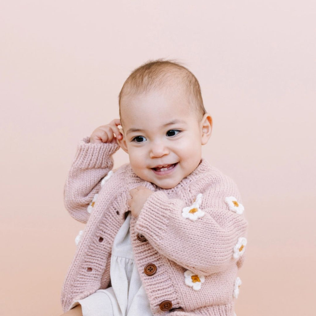 Blush Flower Baby Cardigan - Small 12 to 24M