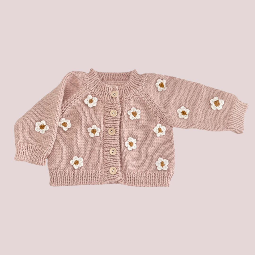 Blush Flower Baby Cardigan - Small 12 to 24M