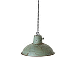 Metal Pendant Light - Vintage Distressed Aqua Finish