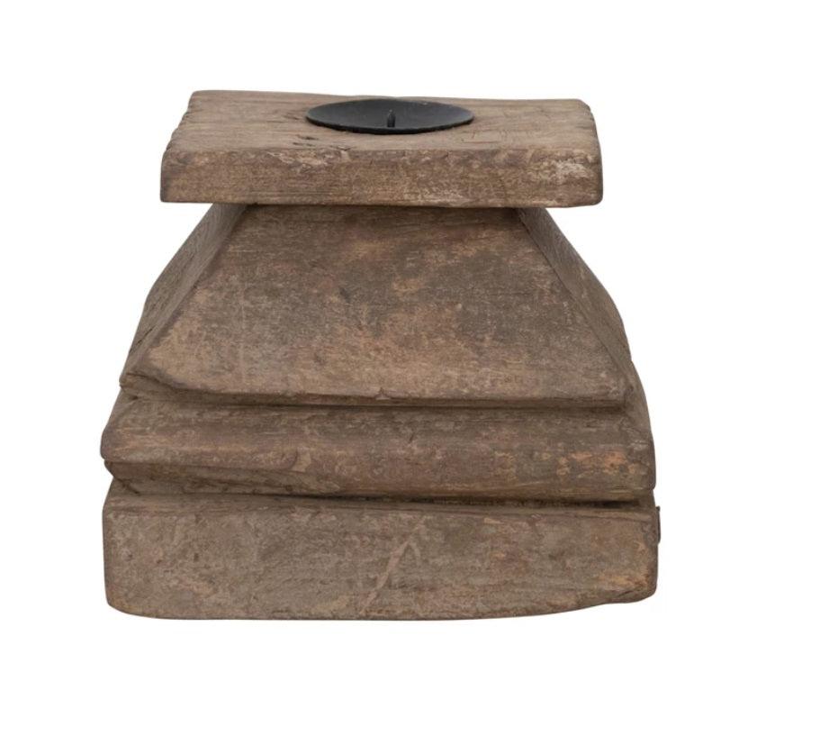 Found Reclaimed Wood Candle Holder