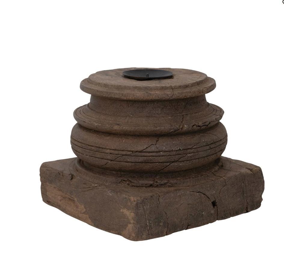 Found Reclaimed Wood Candle Holder
