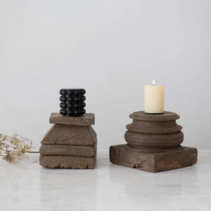 Found Reclaimed Wood Candle Holder