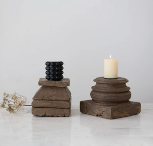 Found Reclaimed Wood Candle Holder